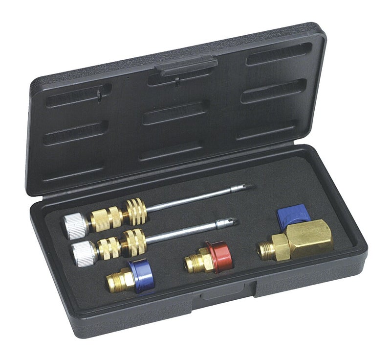 Mastercool 58531 Valve Core Remover/Installer Kit â€“ For R134a Standard & JRA Valve Cores â€“ Service Under Pressure Without Releasing Refrigerant â€“ Includes Adapters & Carrying Case - Image 1